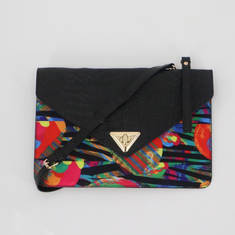 Embossed leather envelope clutch